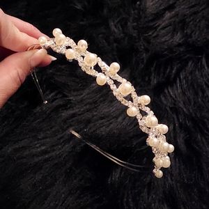 Faux Pearls and Rhinestones Silver toned Tiera Wedding Bridal Flower Girl